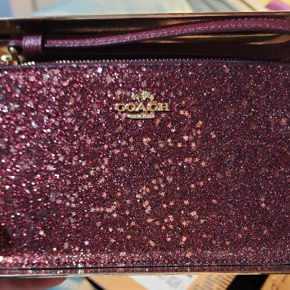 Coach Red Glitter Wristlet